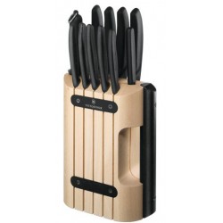 Bloc en bois 11 couteaux de cuisine Victorinox manches noirs