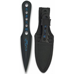 3 couteaux de lancer Albainox 16,2cm noirs avec symboles bleus
