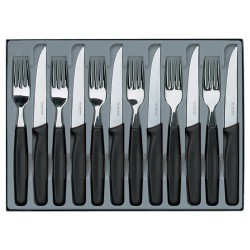 Ménagère 12 pièces Victorinox noir 6 couteaux steak/6 fourchettes