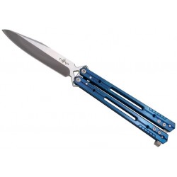 Couteau papillon Third bleu 13cm inox satiné - K2920A