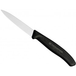 Couteau d’office Swiss Classic Victorinox 8cm denté pointe milieu noir