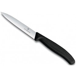 Couteau d'office Swiss Classic Victorinox 10cm denté pointe milieu noir