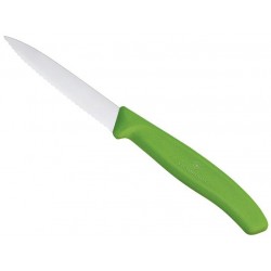 Couteau d'office Swiss Classic Victorinox 8cm denté pointe milieu vert