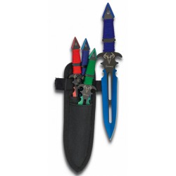 Set 3 couteaux de lancer colorés Albainox 17cm 32348