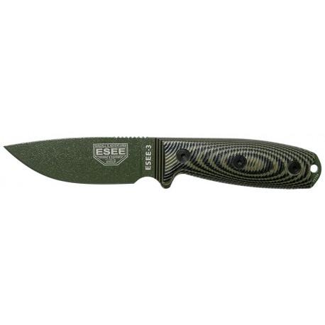 Couteau de survie ESEE-3 G10 vert/noir lame verte