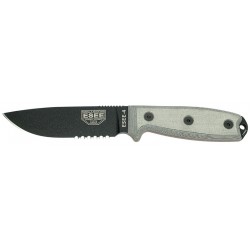 Couteau de survie ESEE-4 micarta gris lame noire tranchant mixte