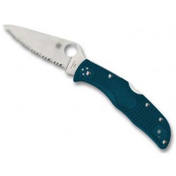 Couteau Spyderco Endela K390 bleu à dents