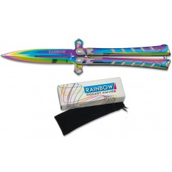 Couteau papillon acier crâne rainbow 02223