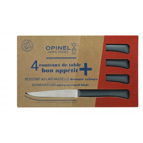 Coffret de 4 couteaux de table Opinel Bon Appétit+ anthracite