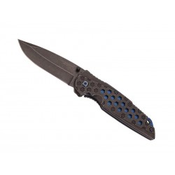 Couteau Herbertz tout inox noir/bleu 12cm - 571612