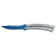 Couteau papillon Albainox bleu brossé manche courbe