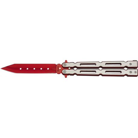 Couteau papillon Albainox 02161 - Lame rouge manche inox brossé