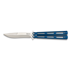 Couteau papillon Albainox 02143 manche aluminium bleu ajouré