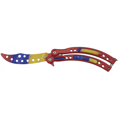Couteau papillon d'entraînement Albainox 02170 rouge, bleu et jaune