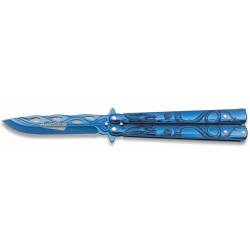 Couteau papillon Rainblue manche bleu motif dragon